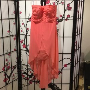 David’s Bridal Hi-Low Coral Reef Bridesmaid Dress